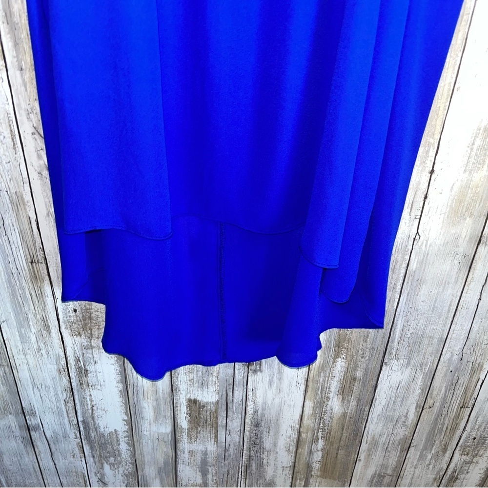 Torrid Electric Blue Halter Tank 2X Georgette High Low Flowy Sleeveless Blouse - Picture 5 of 8